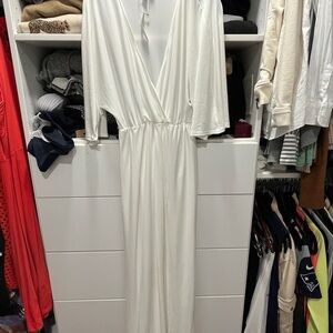 White ASOS maxi dress with side slit